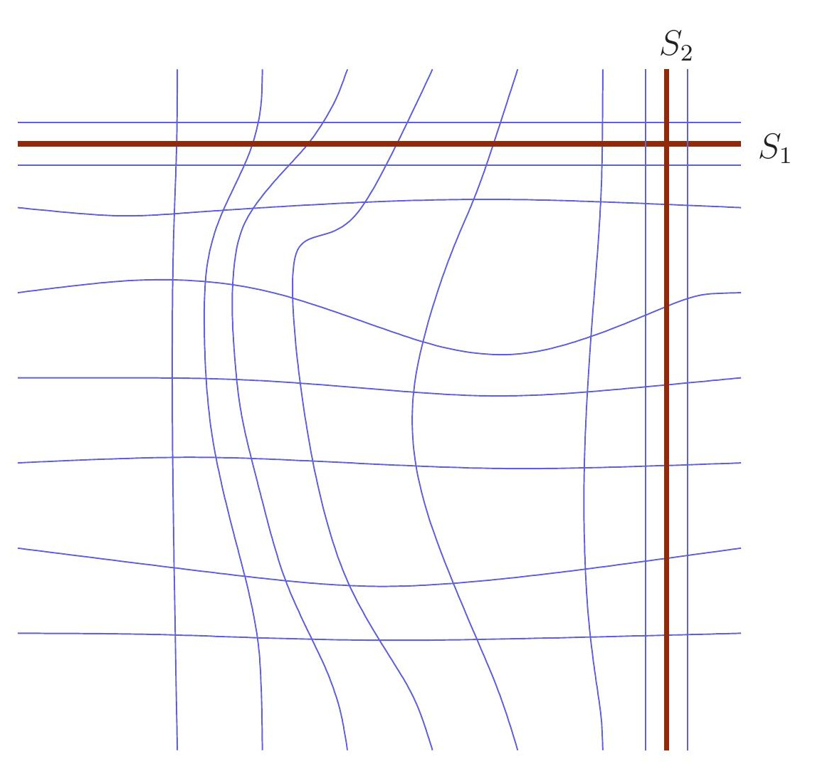 Two transverse foliations by holomorphic spheres